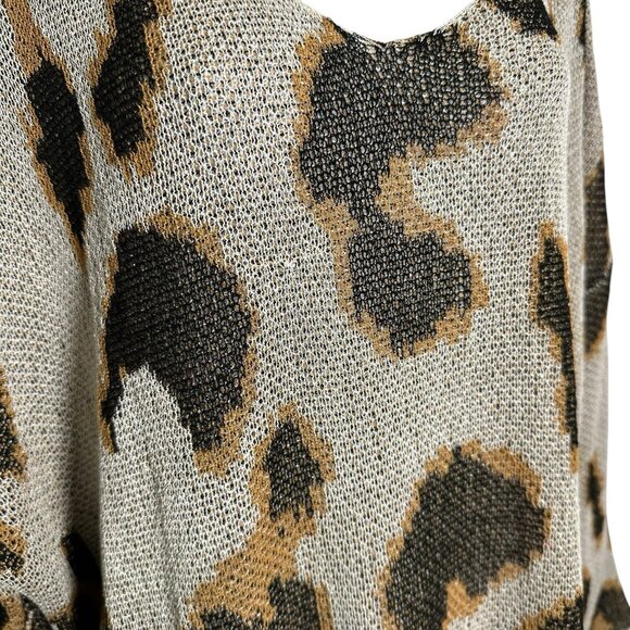 Amoli Medium Animal Leopard Print Mesh Tunic Top Blouse Long Sleeve Gold Mobwife - Picture 6 of 11